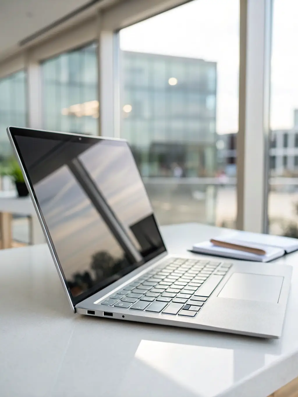 A high-speed internet setup with a laptop, multiple monitors, and a clean desk, showcasing the reliable connectivity at Lie Coworking.